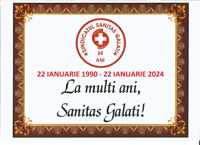 Sindicatul Sanitas Galați, la 34 de ani de activitate   