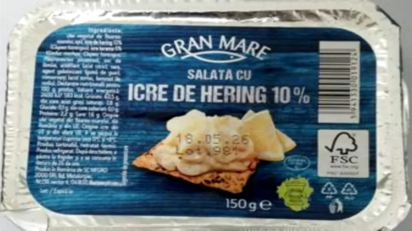 Salată de icre contaminată cu Listeria, retrasă din magazinele Penny   