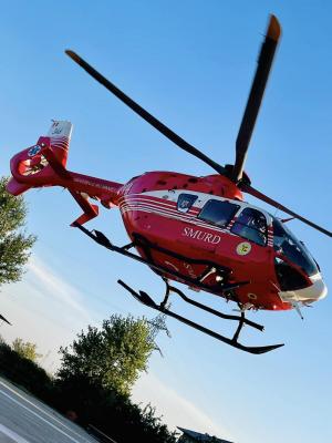 Victimă a unui accident rutier la Vârlezi, adusă cu elicopterul SMURD la Spitalul Județean