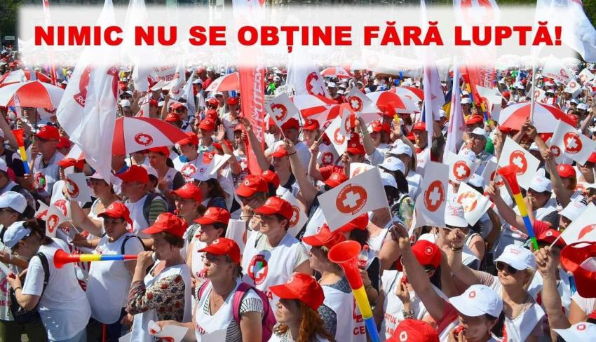 Sindicatul Sanitas Galați își cheamă membrii la protestul de miercuri, din fața Prefecturii